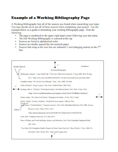 example of a working bibliography page