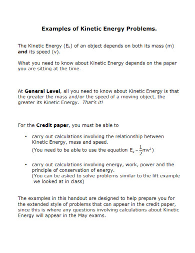 examples of kinetic energy problems