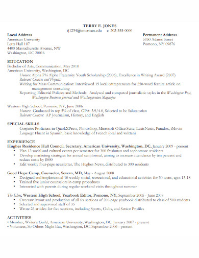 experience chronological resume samples