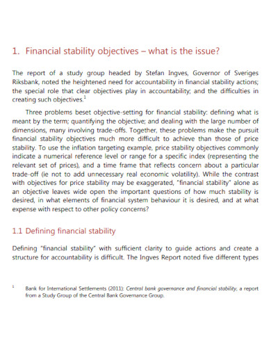 financial stability objectives