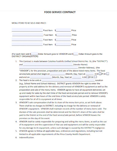 food service contract template