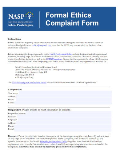 formal ethics complaint form