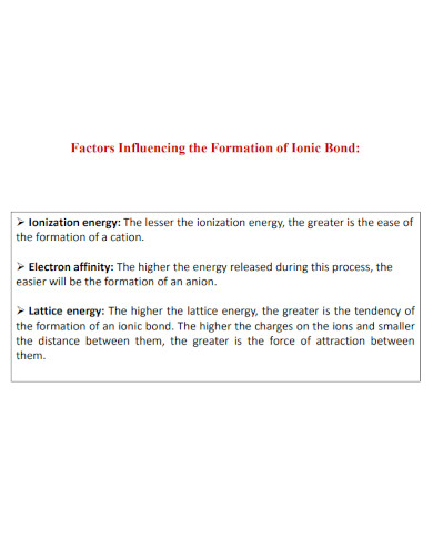 formation of ionic bond
