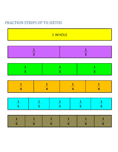 fraction strips up to sixths template 