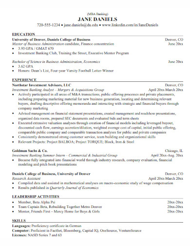 graduate experience resume template