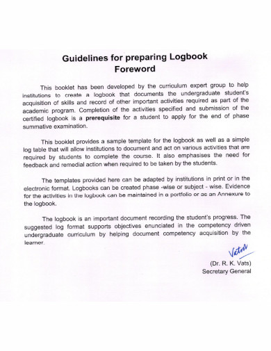 guidelines for preparing logbook