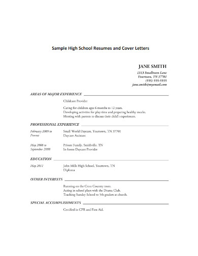 high school resumes and cover letters