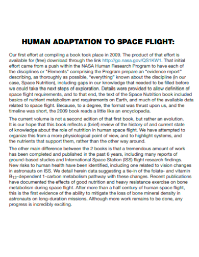 human adaptation to spaceflight