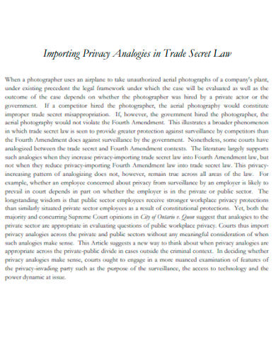 importing privacy analogies in trade secret law