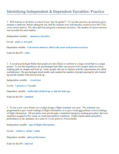 Independent Variable - Examples, PDF | Examples