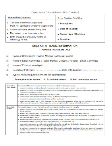 institutional application form for initial review