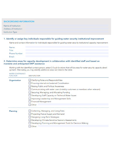 institutional capacity assessment template