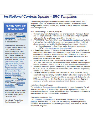 institutional controls update