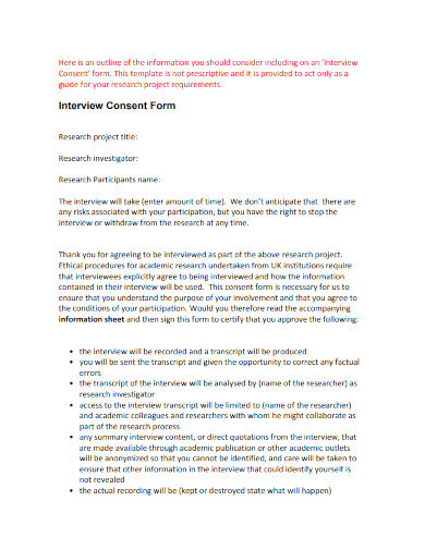 interview ethical consent forms