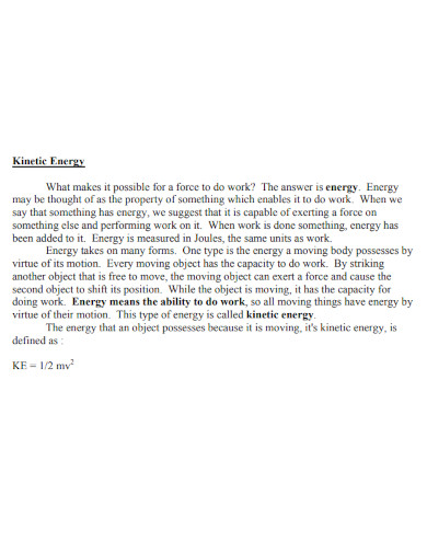 kinetic energy conservation of energy