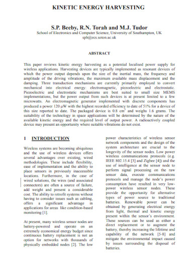 kinetic energy harvesting pdf