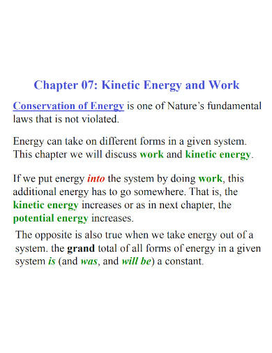 kinetic energy work