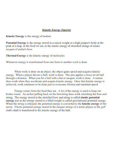 kinetic energy for sports
