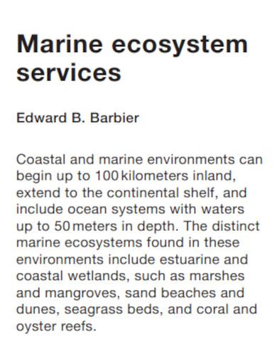 marine ecosystem services