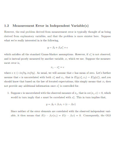 measurement error in independent variable