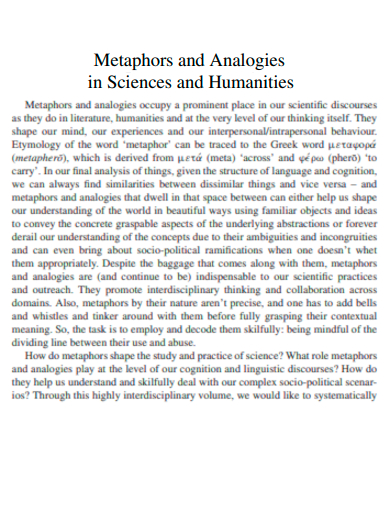 metaphors and analogies in sciences and humanities