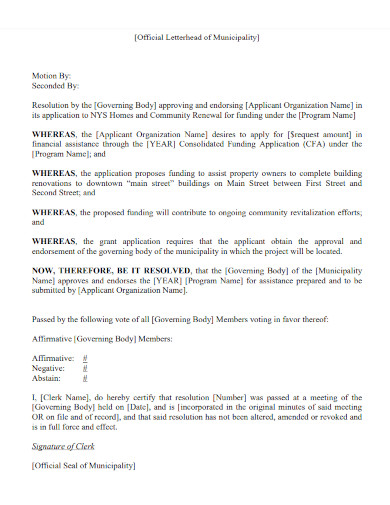 municipal resolution template
