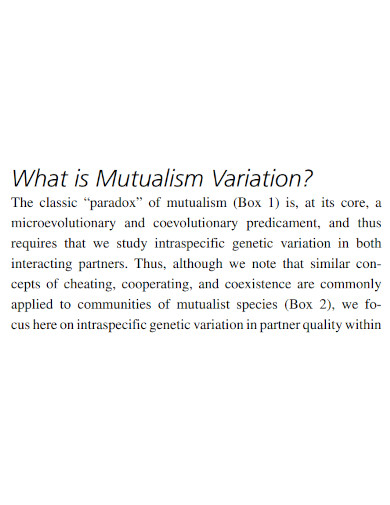 mutualism variation