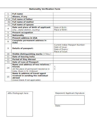 nationality verification form
