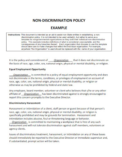 non discrimination policy template