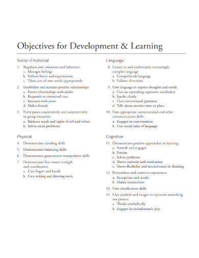 objectives for development
