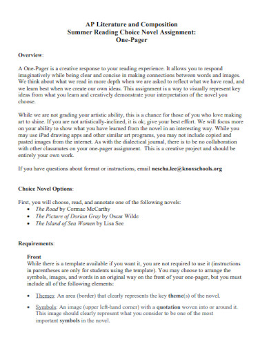 one pager assignment in pdf