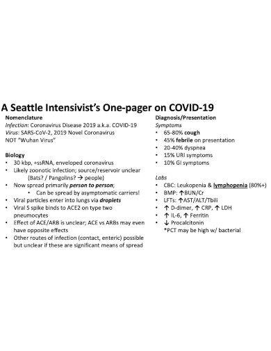 one pager on covid 19