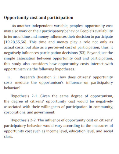 opportunity cost and participation