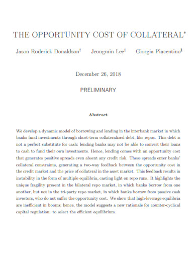 opportunity cost of collateral