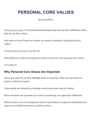 personal core values