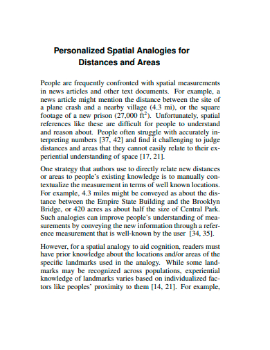 personalized spatial analogies for distances and areas