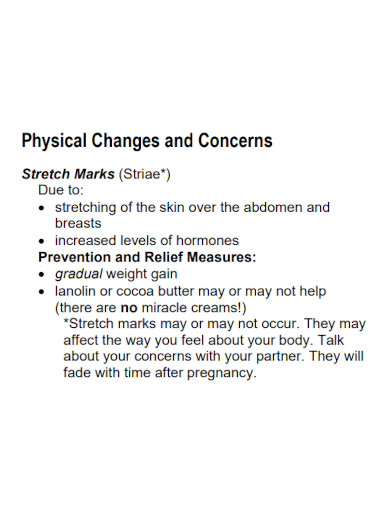 physical changes and concerns