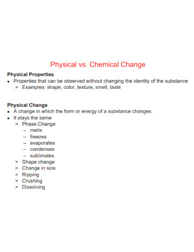 Physical Change - Examples, PDF | Examples