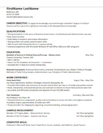 political science perfect resume