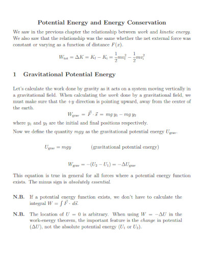 potential energy and energy conservation