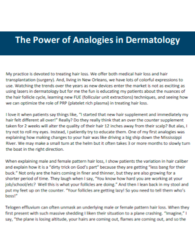 power of analogies in dermatology