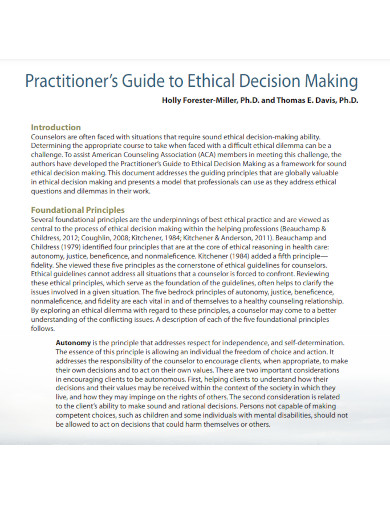 practitioners guide to ethical decision making