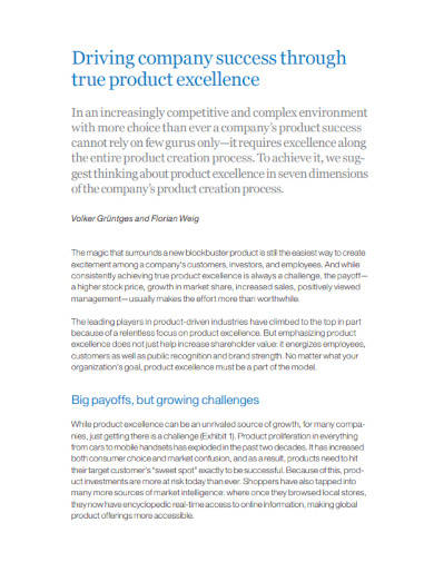 product excellence template 