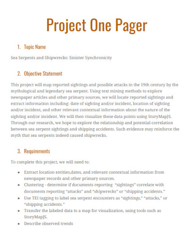 project one pager