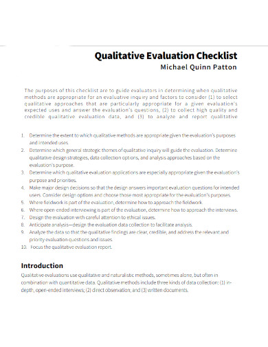 qualitative evaluation checklist