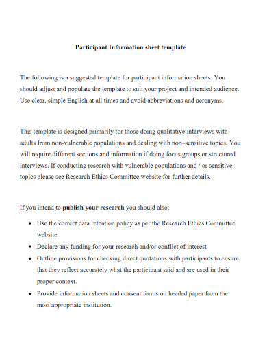 qualitative participant information sheet template