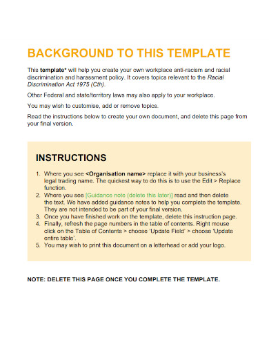 Racial Discrimination Policy Template 