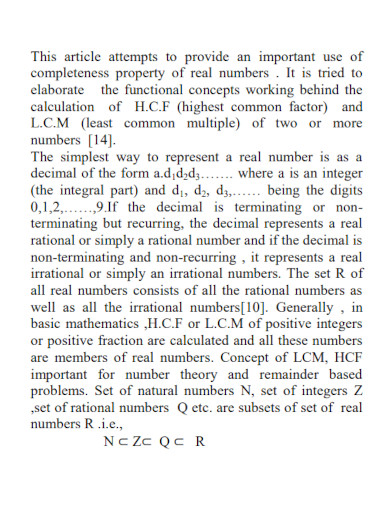 real numbers article