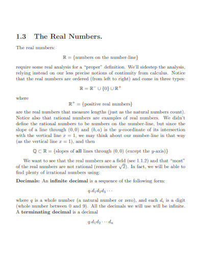 real numbers chapter