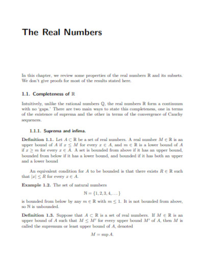real numbers example